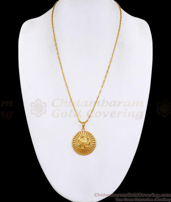 Plain Micro Gold Plated Round Pendant Chain Online BGDR1780