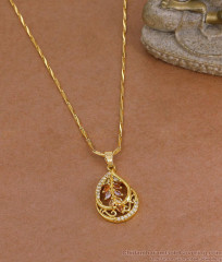 Glittering Navaratna Stone Mango Pendant Long Chain BGDR1785