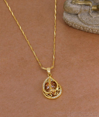 Glittering Navaratna Stone Mango Pendant Long Chain BGDR1785