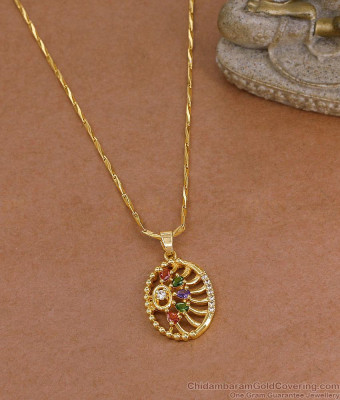 Attractive Multi Color Stone Gold Plated Dollar Chain BGDR1786