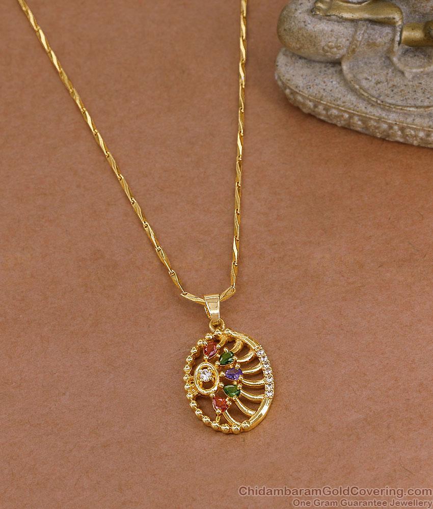 Attractive Multi Color Stone Gold Plated Dollar Chain BGDR1786 Attractive Multi Color Stone Gold Plated Dollar Chain BGDR1786