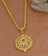 New Gold Plated Single Ruby Stone Dollar Chain Online BGDR1789