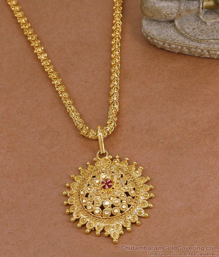 New Gold Plated Single Ruby Stone Dollar Chain Online BGDR1789 New Gold Plated Single Ruby Stone Dollar Chain Online BGDR1789