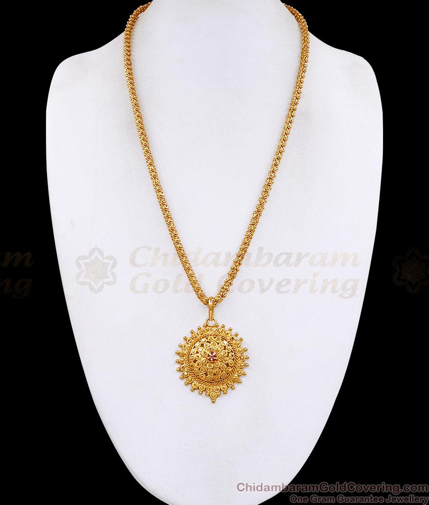 New Gold Plated Single Ruby Stone Dollar Chain Online BGDR1789 New Gold Plated Single Ruby Stone Dollar Chain Online BGDR1789