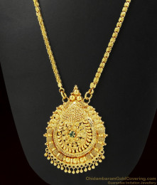 Temple Design Attractive Green AD Stone Dollar Chain | BGDR273 Temple Design Attractive Green AD Stone Dollar Chain | BGDR273