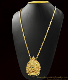 Temple Design Attractive Green AD Stone Dollar Chain | BGDR273 Temple Design Attractive Green AD Stone Dollar Chain | BGDR273