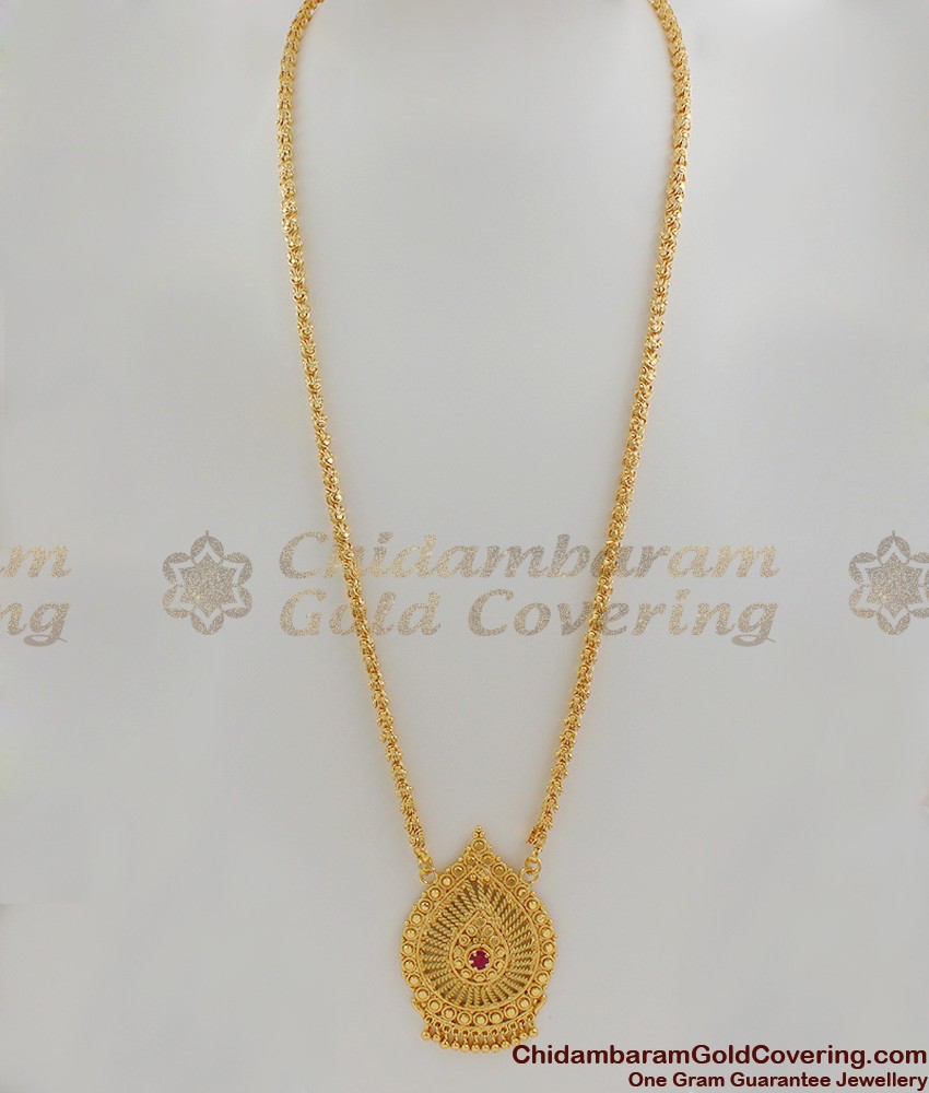 Dazzling Gold Dollar Chain With Ruby Stone BGDR307