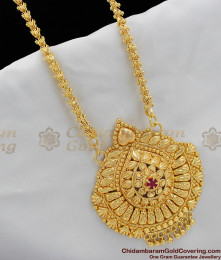 Single Red Stone Gold Dollar Chain For ladies BGDR314 Single Red Stone Gold Dollar Chain For ladies BGDR314