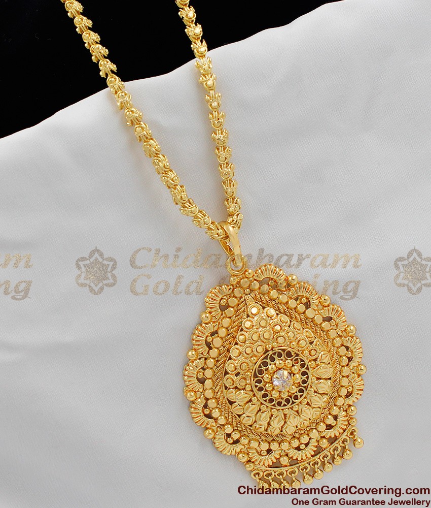 Daily Wear Handcrafted White AD Stone Dollar Chain BGDR316 Daily Wear Handcrafted White AD Stone Dollar Chain BGDR316