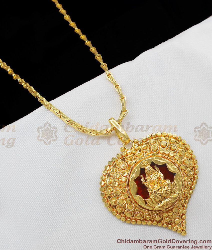 Fascinating Lakshmi Red Stone Heart Design Gold Imitation Dollar Chain BGDR338