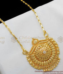 Kerala Design White CZ Stone Gold Dollar Chain For Wedding BGDR342 Kerala Design White CZ Stone Gold Dollar Chain For Wedding BGDR342