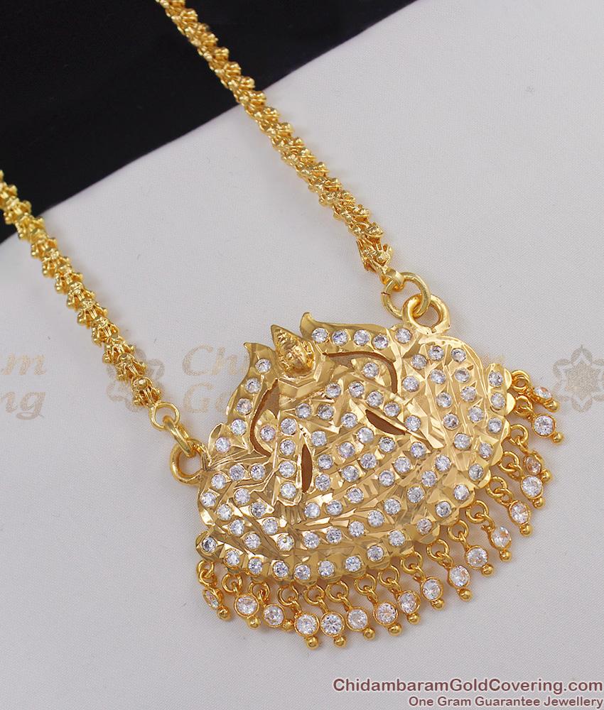 Traditional Lakshmi Design Gold Impon Multi Stone Dollar Chain For Ladies BGDR355