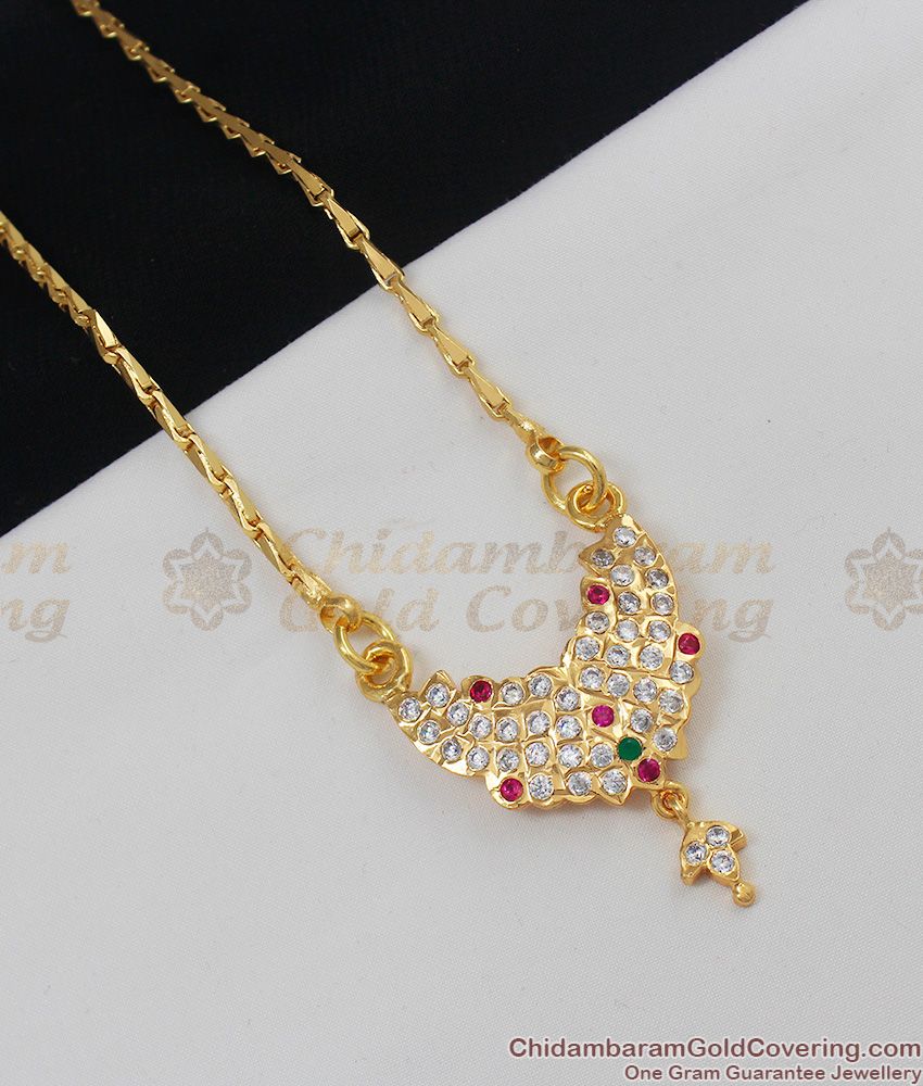 Multi Color Stone Five Metal Dollar With Traditional Gold Plated Chain Daily Use BGDR366