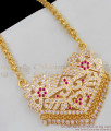 Traditional Big Impon Dollar With Pink And White Stone Gold Plated Dollar Chain BGDR375