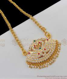 Lovely Swan Multi Color Stone Gold Plated Dollar Chain Five Metal Jewelry Designs BGDR380