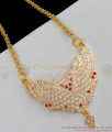 Big One Gram Gold Impon Pink And White Stones Dollar Chain  For Daily Wear BGDR392