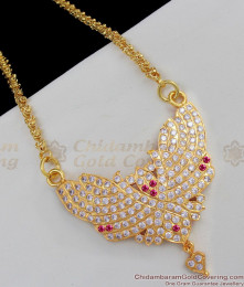 Big One Gram Gold Impon Pink And White Stones Dollar Chain  For Daily Wear BGDR392 Big One Gram Gold Impon Pink And White Stones Dollar Chain  For Daily Wear BGDR392