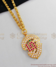 Medium Size Om Gold Impon Multi Stones Dollar With Thick Chain For Womens BGDR398 Medium Size Om Gold Impon Multi Stones Dollar With Thick Chain For Womens BGDR398