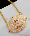 Grand One Gram Gold Tradition Impon Big Peacock Dollar Chain With Multi Stones BGDR402