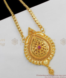 Single Ruby Stone Gold Plated Aspiring Dollar Chain Jewelry For Ladies BGDR403 Single Ruby Stone Gold Plated Aspiring Dollar Chain Jewelry For Ladies BGDR403