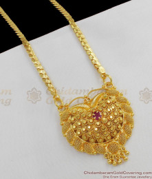 Net Pattern Pure Gold Handcrafted Ruby Stone Dollar Chain For Girls Online Store BGDR406 Net Pattern Pure Gold Handcrafted Ruby Stone Dollar Chain For Girls Online Store BGDR406