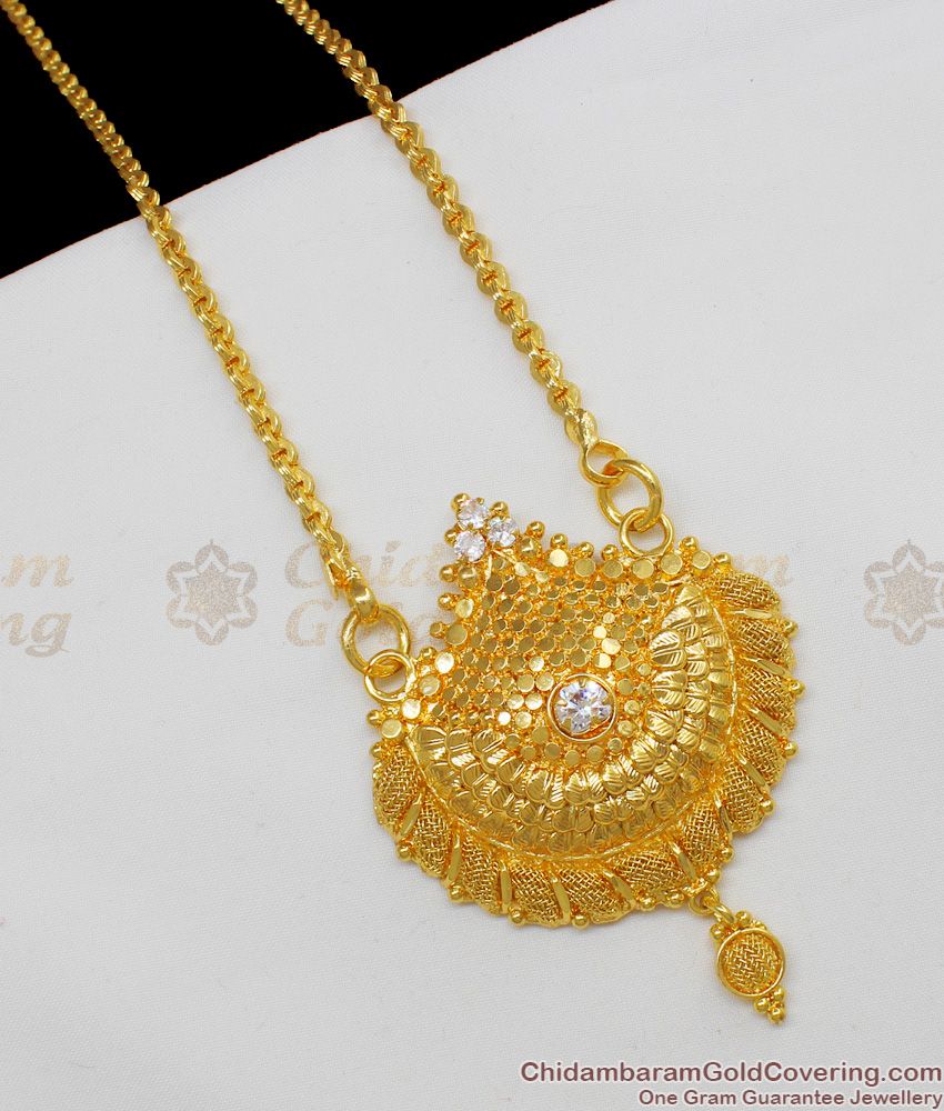 Sparkling AD White Stone Gold Imitation Dollar Chain Regular Wear Jewelry BGDR409