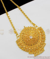 White AD Stone Big Inspiring Kerala Pattern Real Gold Dollar Wheat Chain BGDR423