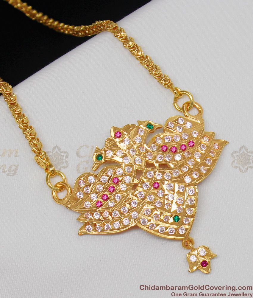 Fantastic Handmade 5 Metal Gold Multi Stone Dollar Chain Swan Model BGDR443