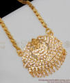 South Indian Traditional Gajalakshmi Design Full White Stone Impon Dollar Thick Chain BGDR447
