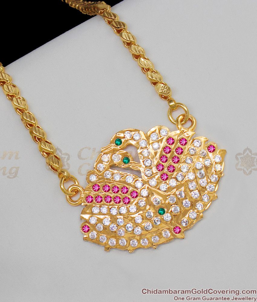 Impon Swan Gati Stone Gold Plated Dollar Chain Five Metal Jewelry Designs BGDR461