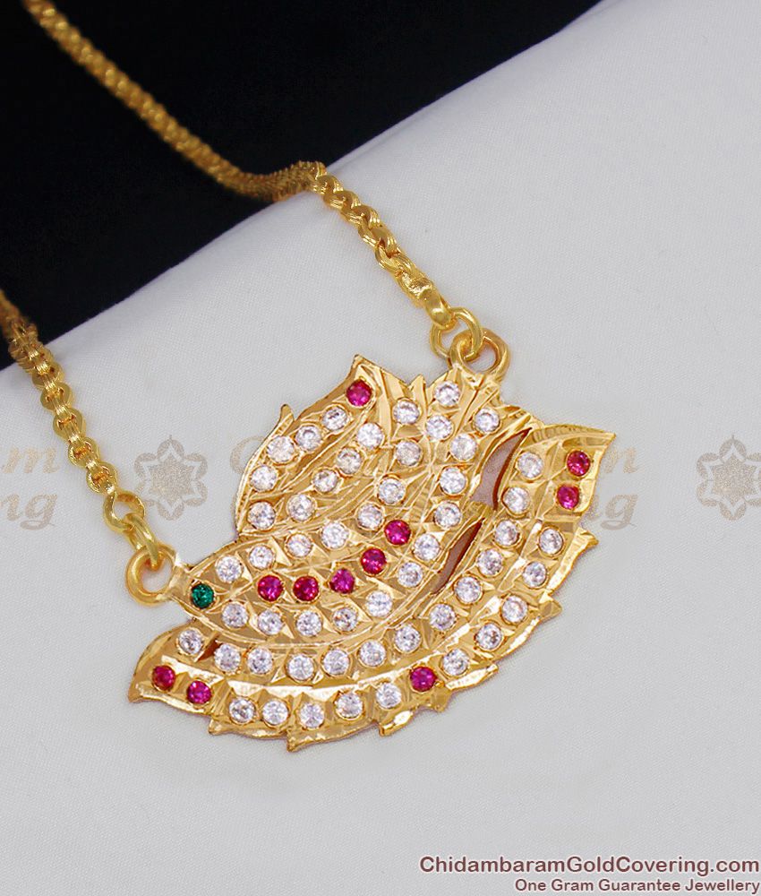 Fish in Waves Design Impon Multi Stone Gold Dollar Chain At Low Price BGDR468