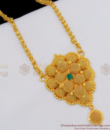 AD Emerald Stone Net Pattern Heart Designed One Gram Gold Dollar Chain BGDR471 AD Emerald Stone Net Pattern Heart Designed One Gram Gold Dollar Chain BGDR471