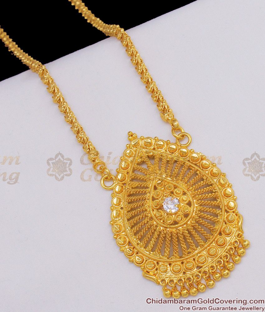 White AD Crystal Stone Net Pattern One Gram Gold Tone Dollar Chain BGDR484