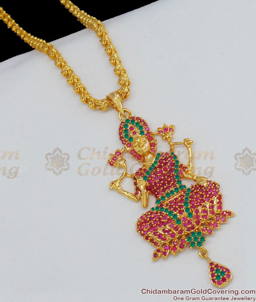 Artistic MultiStone Lakshmi Dollar Design Gold Chain For Women BGDR497