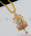Sparkling White Stone Lakshmi Dollar Design Gold Chain For Women BGDR498
