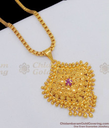 Dazzling Gold With Single Ruby Stone One Gram Dollar Chain At Low Price BGDR510 Dazzling Gold With Single Ruby Stone One Gram Dollar Chain At Low Price BGDR510