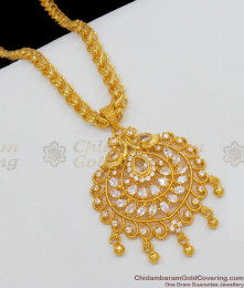 Admiring Peacock Design Dollar White AD Stones Design Gold Dollar Chain For Ladies BGDR517 Admiring Peacock Design Dollar White AD Stones Design Gold Dollar Chain For Ladies BGDR517