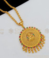 Traditional Round Lakshmi Design With Multi Color Stone Dollar Gold Chain For Women BGDR531