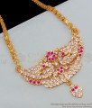 Sparkling Pink And White Peacock Design Dollar Impon Gold Chain Collections BGDR540