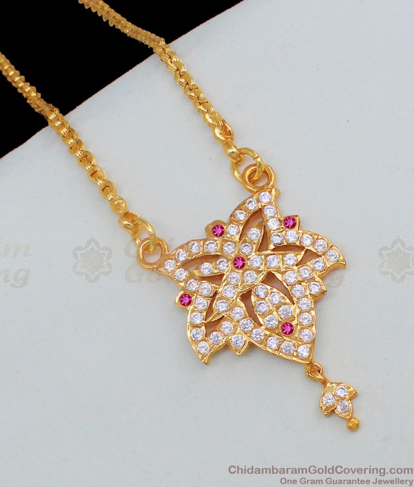 Unique Designer Model Five Metal Gold Dollar Chain With Stones For Ladies Online BGDR546