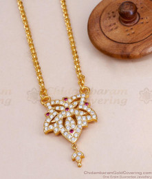 Unique Designer Model Five Metal Gold Dollar Chain With Stones For Ladies Online BGDR546