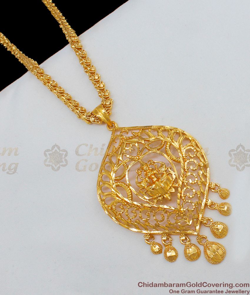Auspicious Lakshmi Design One Gram Gold Dollar Chain For Womens Regular Wear BGDR552
