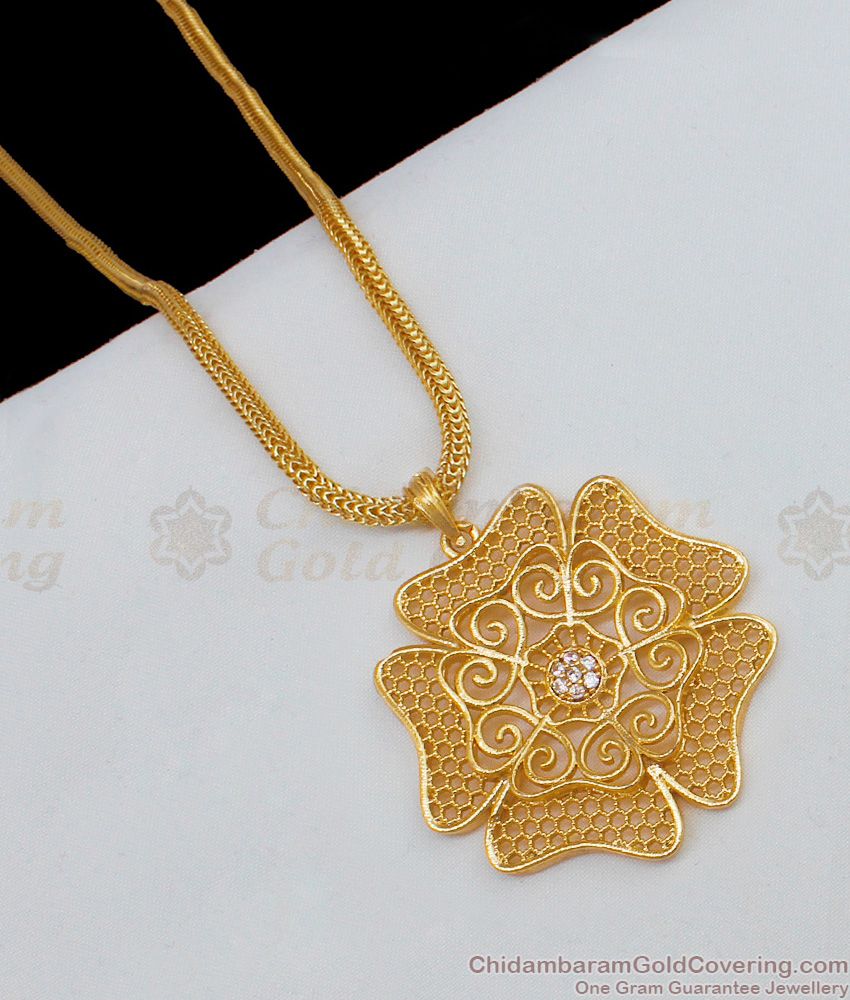 Light Weight Flower Pattern Gold plated Dollar Chain For Traditional Use BGDR563