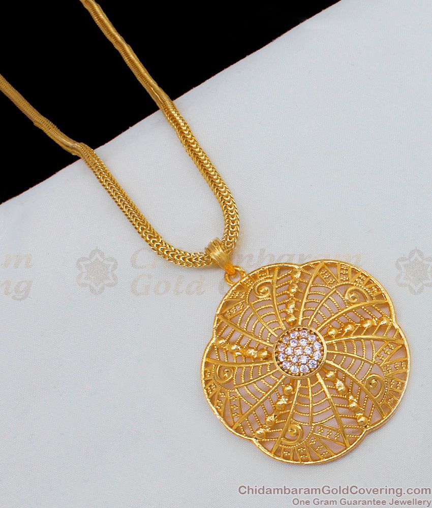Light Weight Circle Pattern Gold plated Dollar Chain For Traditional Use BGDR565