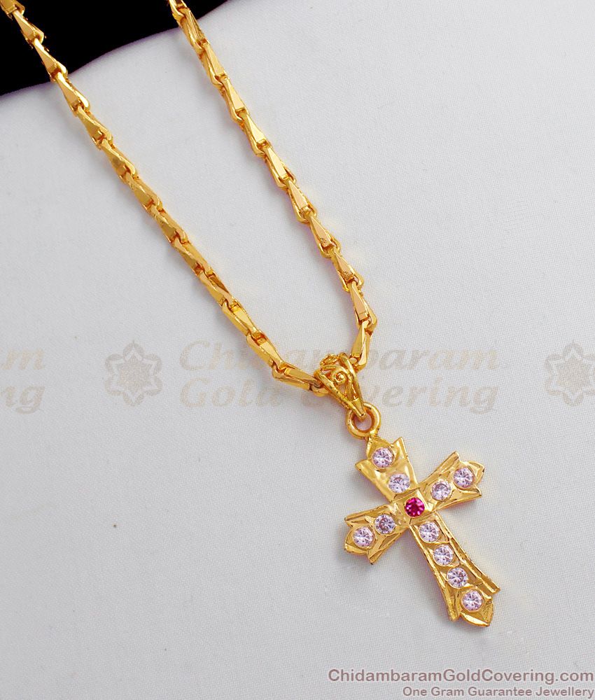 Small Christian Religious Cross Gold Impon Pendant Collection Dollar Chain BGDR573