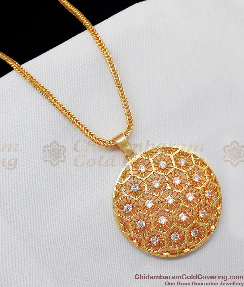 Round Artistic CZ White Stone Gold plated Dollar Chain For Ladies Daily Use BGDR578 Round Artistic CZ White Stone Gold plated Dollar Chain For Ladies Daily Use BGDR578
