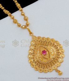 Spade Design With Single Ruby Stone Gold Plated Dollar Chain For Girls Online Shopping BGDR587 Spade Design With Single Ruby Stone Gold Plated Dollar Chain For Girls Online Shopping BGDR587