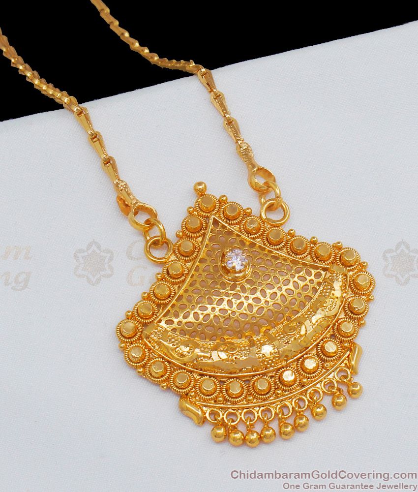 White AD Crystal Stone Net Pattern One Gram Gold Tone Dollar Chain BGDR599