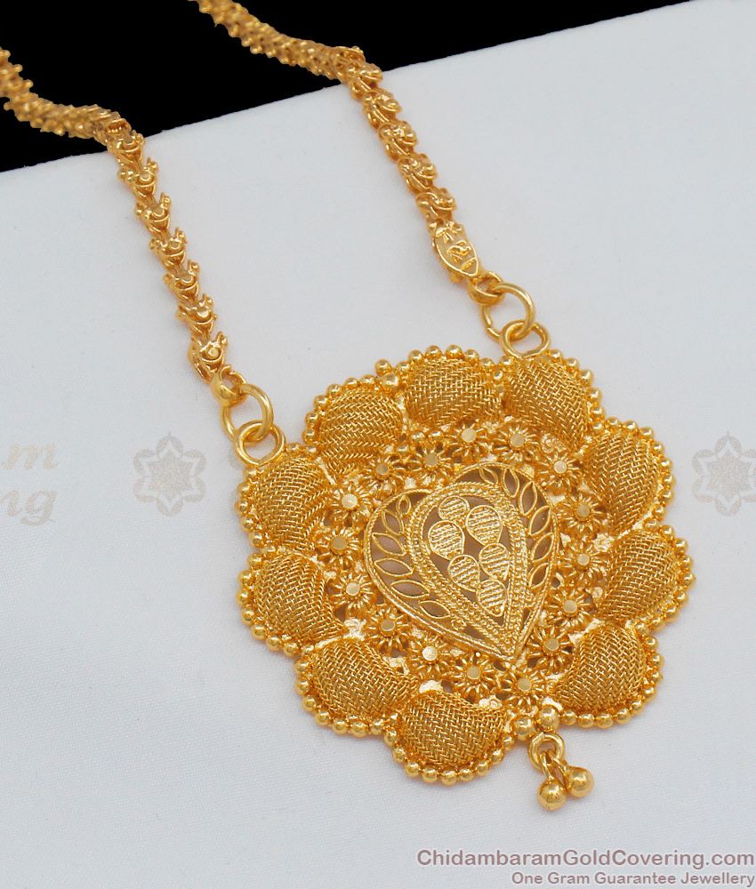 Flower Pattern Plain Gold Dollar Bridal Jewelry Design BGDR604