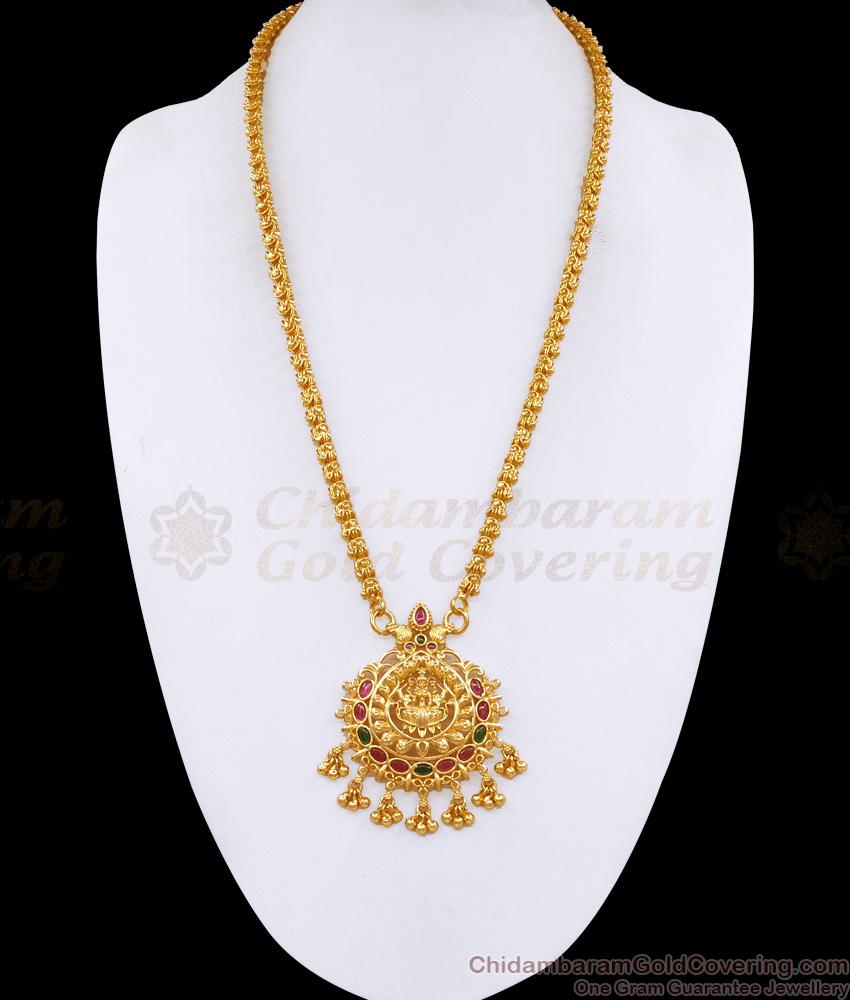 Ruby Emerald Stones Lakshmi Design Gold plated Dollar Chain Daily Wear BGDR605